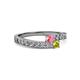 2 - Orane Pink Tourmaline and Yellow Diamond with Side Diamonds Bypass Ring 
