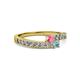 2 - Orane Pink Tourmaline and Aquamarine with Side Diamonds Bypass Ring 