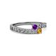 2 - Orane Amethyst and Citrine with Side Diamonds Bypass Ring 