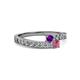 2 - Orane Amethyst and Rhodolite Garnet with Side Diamonds Bypass Ring 