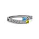 2 - Orane Blue Topaz and Yellow Diamond with Side Diamonds Bypass Ring 