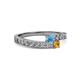 2 - Orane Blue Topaz and Citrine with Side Diamonds Bypass Ring 