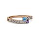 2 - Orane Blue Topaz and Iolite with Side Diamonds Bypass Ring 