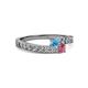 2 - Orane Blue Topaz and Rhodolite Garnet with Side Diamonds Bypass Ring 