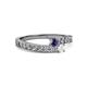 2 - Orane Iolite and White Sapphire with Side Diamonds Bypass Ring 