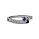 2 - Orane Iolite and Black Diamond with Side Diamonds Bypass Ring 