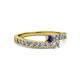 2 - Orane Iolite and Diamond with Side Diamonds Bypass Ring 