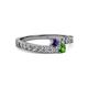 2 - Orane Iolite and Green Garnet with Side Diamonds Bypass Ring 