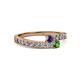 2 - Orane Iolite and Green Garnet with Side Diamonds Bypass Ring 