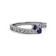 2 - Orane Iolite and Blue Sapphire with Side Diamonds Bypass Ring 
