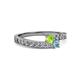 2 - Orane Peridot and Aquamarine with Side Diamonds Bypass Ring 