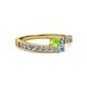 2 - Orane Peridot and Aquamarine with Side Diamonds Bypass Ring 