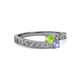 2 - Orane Peridot and Tanzanite with Side Diamonds Bypass Ring 