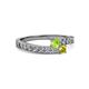 2 - Orane Peridot and Yellow Diamond with Side Diamonds Bypass Ring 