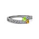 2 - Orane Peridot and Citrine with Side Diamonds Bypass Ring 