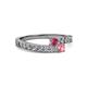 2 - Orane Rhodolite Garnet and Pink Tourmaline with Side Diamonds Bypass Ring 