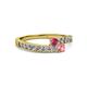 2 - Orane Rhodolite Garnet and Pink Tourmaline with Side Diamonds Bypass Ring 