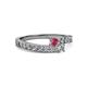 2 - Orane Rhodolite Garnet and Diamond with Side Diamonds Bypass Ring 