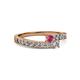 2 - Orane Rhodolite Garnet and Diamond with Side Diamonds Bypass Ring 