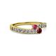 2 - Orane Rhodolite Garnet and Ruby with Side Diamonds Bypass Ring 