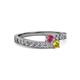 2 - Orane Rhodolite Garnet and Yellow Sapphire with Side Diamonds Bypass Ring 