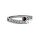 2 - Orane Red Garnet and White Sapphire with Side Diamonds Bypass Ring 