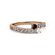 2 - Orane Red Garnet and White Sapphire with Side Diamonds Bypass Ring 