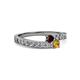 2 - Orane Red Garnet and Citrine with Side Diamonds Bypass Ring 