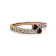 2 - Orane Red Garnet with Side Diamonds Bypass Ring 