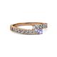 2 - Orane Diamond and Tanzanite with Side Diamonds Bypass Ring 