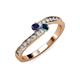3 - Orane Blue Sapphire and Blue Diamond with Side Diamonds Bypass Ring 