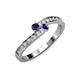 3 - Orane Blue Sapphire and Iolite with Side Diamonds Bypass Ring 