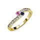 3 - Orane Pink and Blue Sapphire with Side Diamonds Bypass Ring 