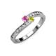 3 - Orane Pink Sapphire and Yellow Diamond with Side Diamonds Bypass Ring 