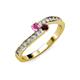 3 - Orane Pink Sapphire and Red Garnet with Side Diamonds Bypass Ring 