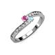 3 - Orane Pink Sapphire and Aquamarine with Side Diamonds Bypass Ring 