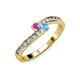 3 - Orane Pink Sapphire and Blue Topaz with Side Diamonds Bypass Ring 