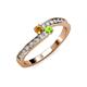 3 - Orane Citrine and Peridot with Side Diamonds Bypass Ring 
