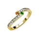 3 - Orane Citrine and Green Garnet with Side Diamonds Bypass Ring 