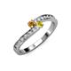 3 - Orane Citrine and Yellow Sapphire with Side Diamonds Bypass Ring 