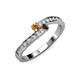 3 - Orane Citrine and Smoky Quartz with Side Diamonds Bypass Ring 