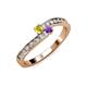 3 - Orane Yellow Sapphire and Amethyst with Side Diamonds Bypass Ring 