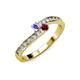 3 - Orane Tanzanite and Ruby with Side Diamonds Bypass Ring 