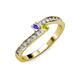 3 - Orane Tanzanite and Yellow Diamond with Side Diamonds Bypass Ring 