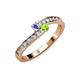 3 - Orane Tanzanite and Peridot with Side Diamonds Bypass Ring 
