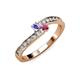 3 - Orane Tanzanite and Rhodolite Garnet with Side Diamonds Bypass Ring 