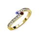 3 - Orane Tanzanite and Red Garnet with Side Diamonds Bypass Ring 