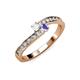 3 - Orane White Sapphire and Tanzanite with Side Diamonds Bypass Ring 