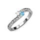 3 - Orane White Sapphire and Blue Topaz with Side Diamonds Bypass Ring 