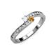 3 - Orane White Sapphire and Citrine with Side Diamonds Bypass Ring 